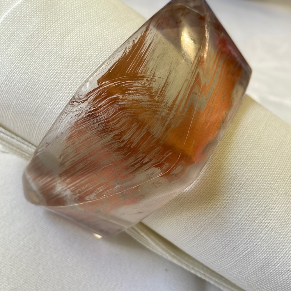 Large Lucite Wide Square Bangle Bracelet Clear Wi… - image 5